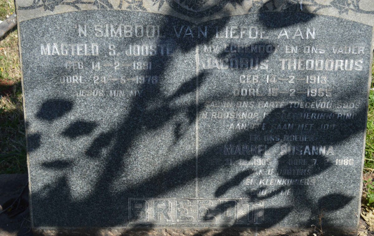 JOOSTE Magteld S. 1891-1978 :: BREEDT Jacobus Theodorus 1913-1955 &amp; Marcel Susanna 1905-1986
