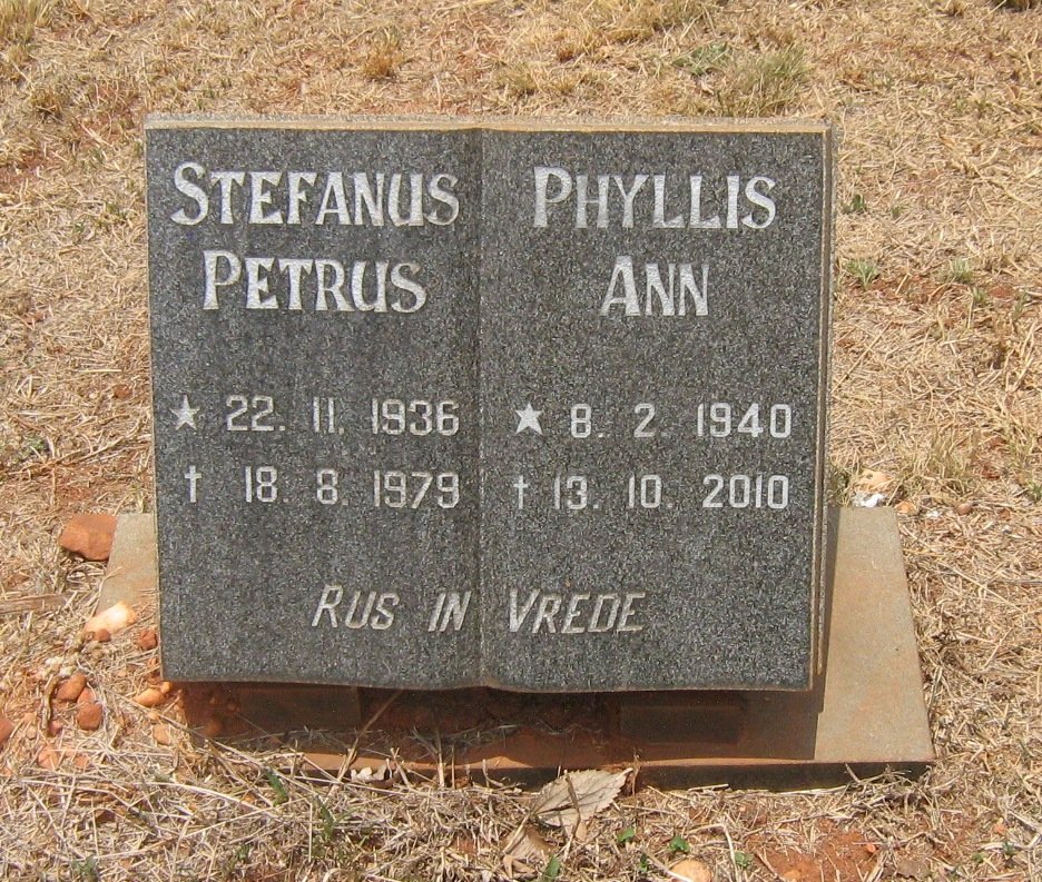 JOOSTE Stefanus Petrus 1936-1979 &amp; Phyllis Ann 1940-2010