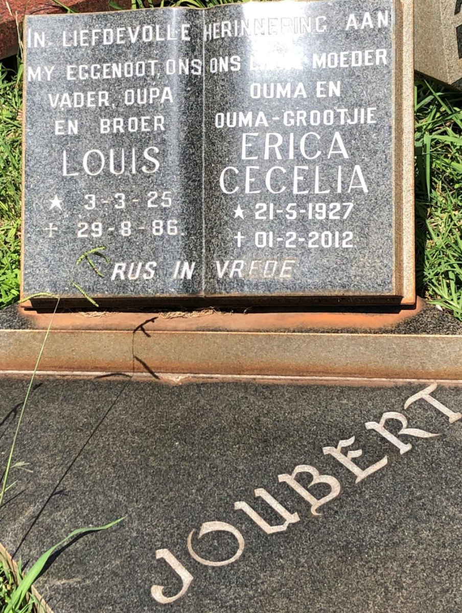 JOUBERT Louis 1925-1986 &amp; Erica Cecelia 1927-2012