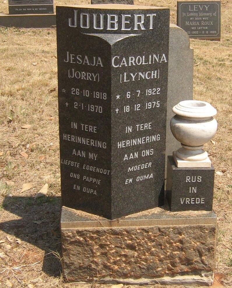 JOUBERT Jesaja 1918-1970 &amp; Carolina LYNCH 1922-1975
