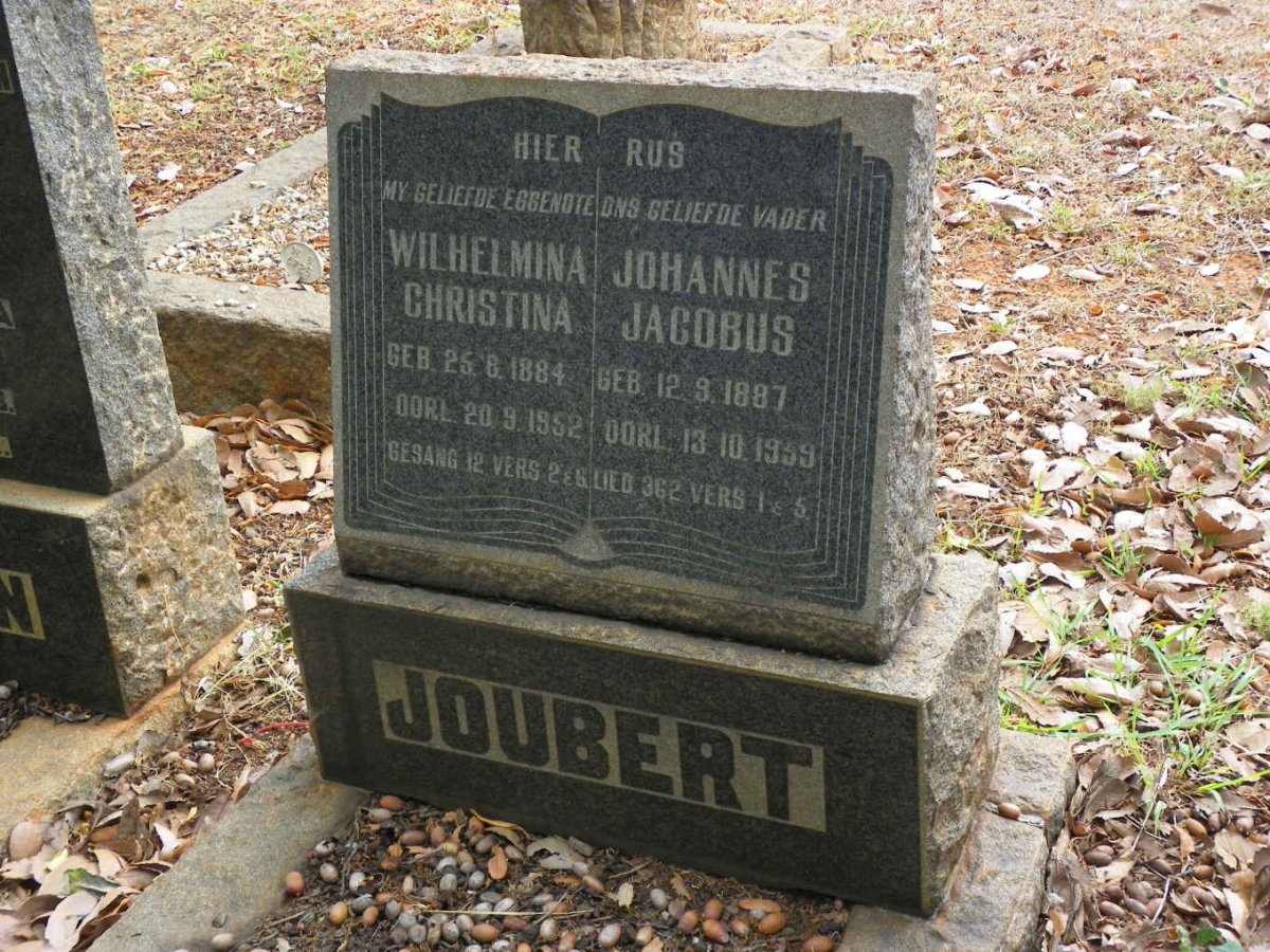 JOUBERT Johannes Jacobus 1887-1959 &amp; Wilhelmina Christina 1884-1952