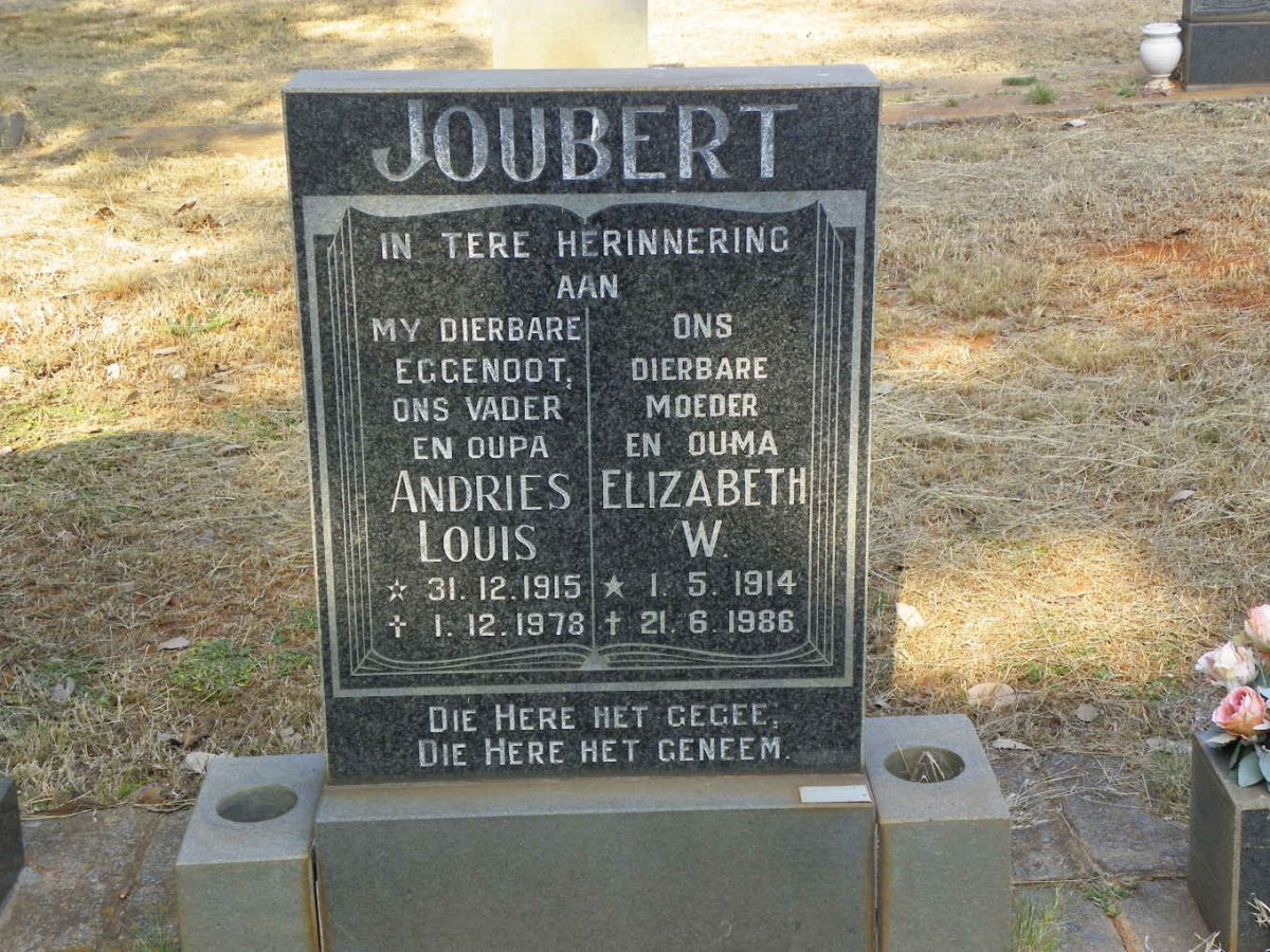 JOUBERT Andries Louis 1915-1978 &amp; Elizabeth W. 1914-1986