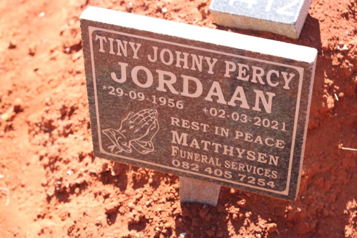 JORDAAN Tiny Johny Percy 1956-2021