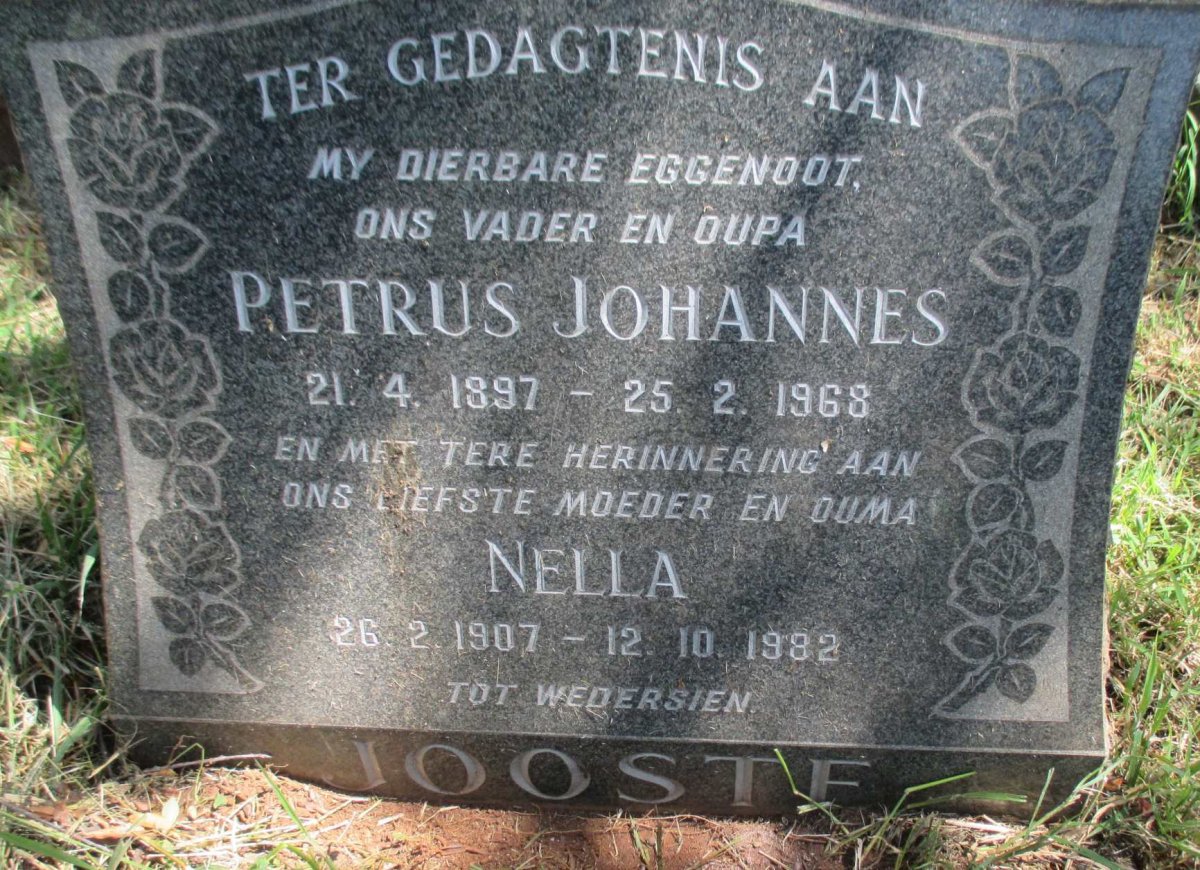JOOSTE Petrus Johannes 1897-1968 &amp; Nella 1907-1982