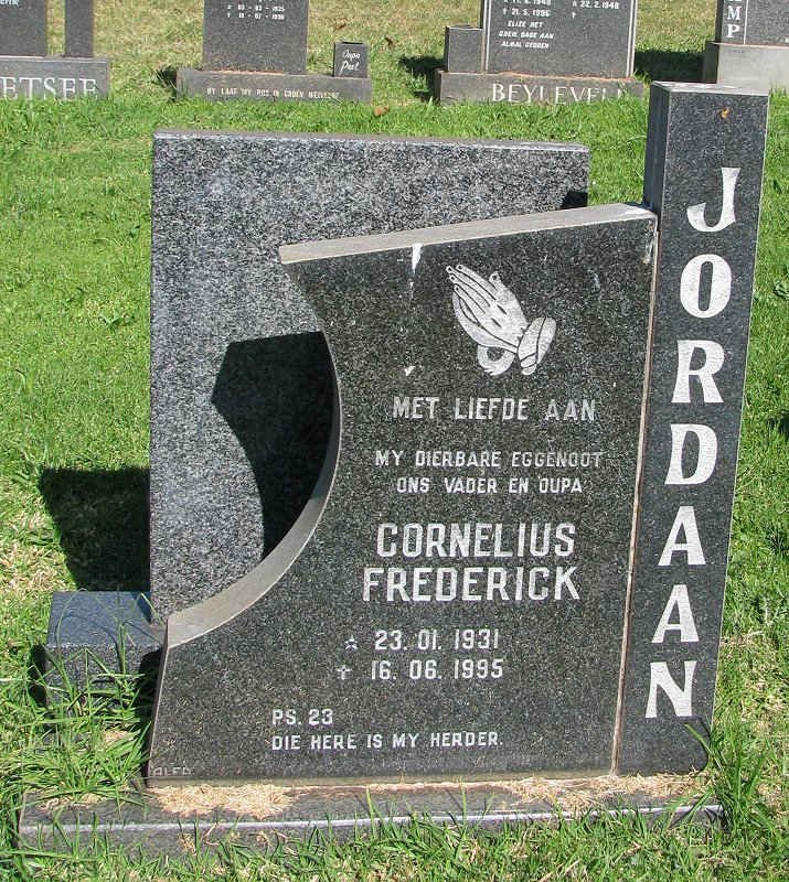 JORDAAN Cornelius Frederick 1931-1995
