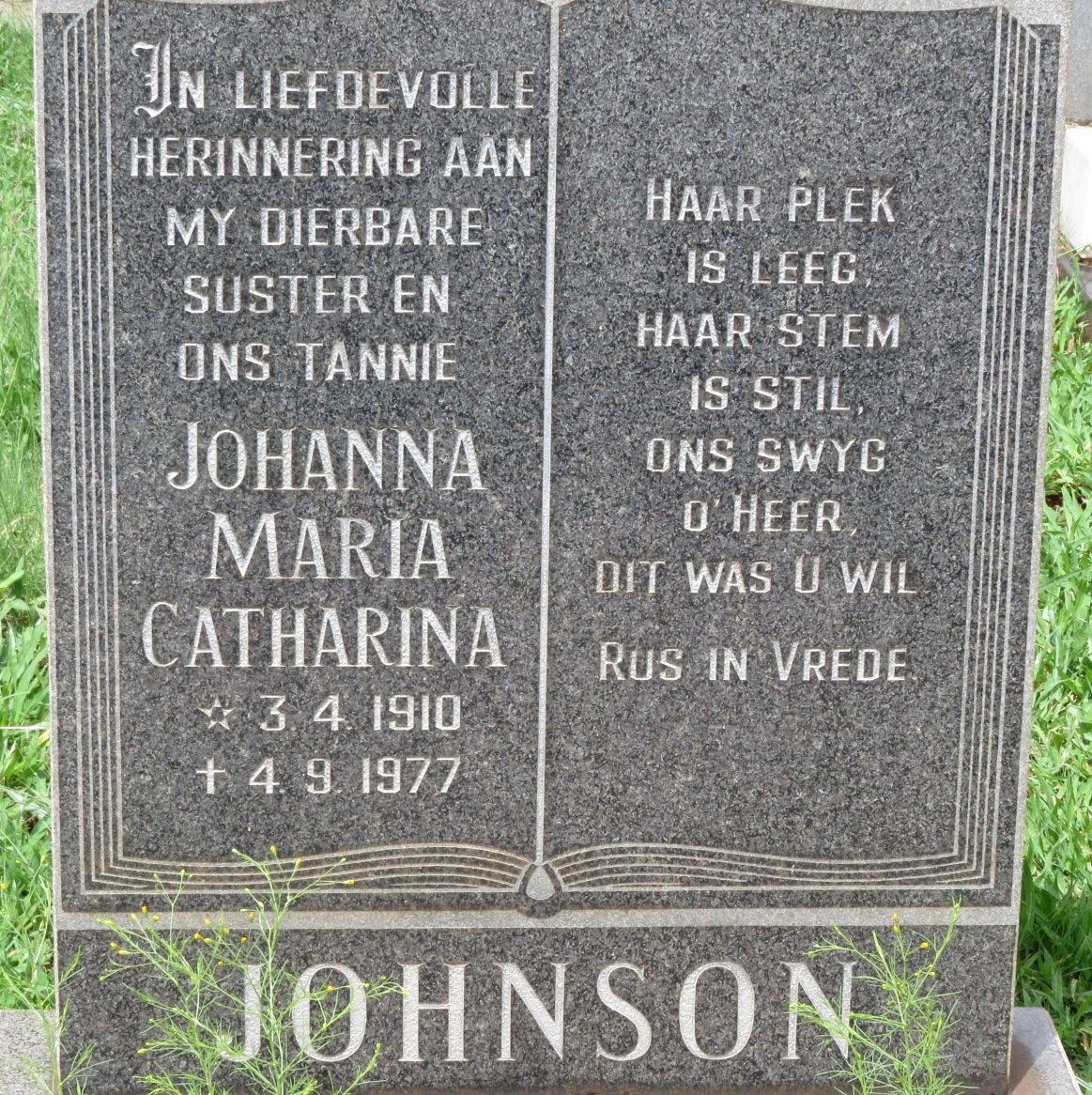 JOHNSON Johanna Maria Catharina 1910-1977
