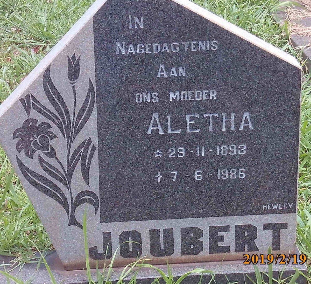 JOUBERT Aletha 1893-1986