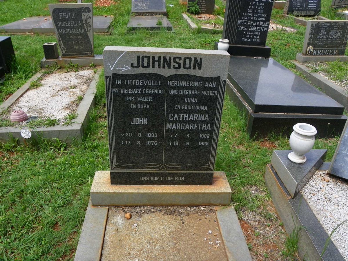 JOHNSON John 1893-1976 &amp; Catharina Margaretha 1902-1985