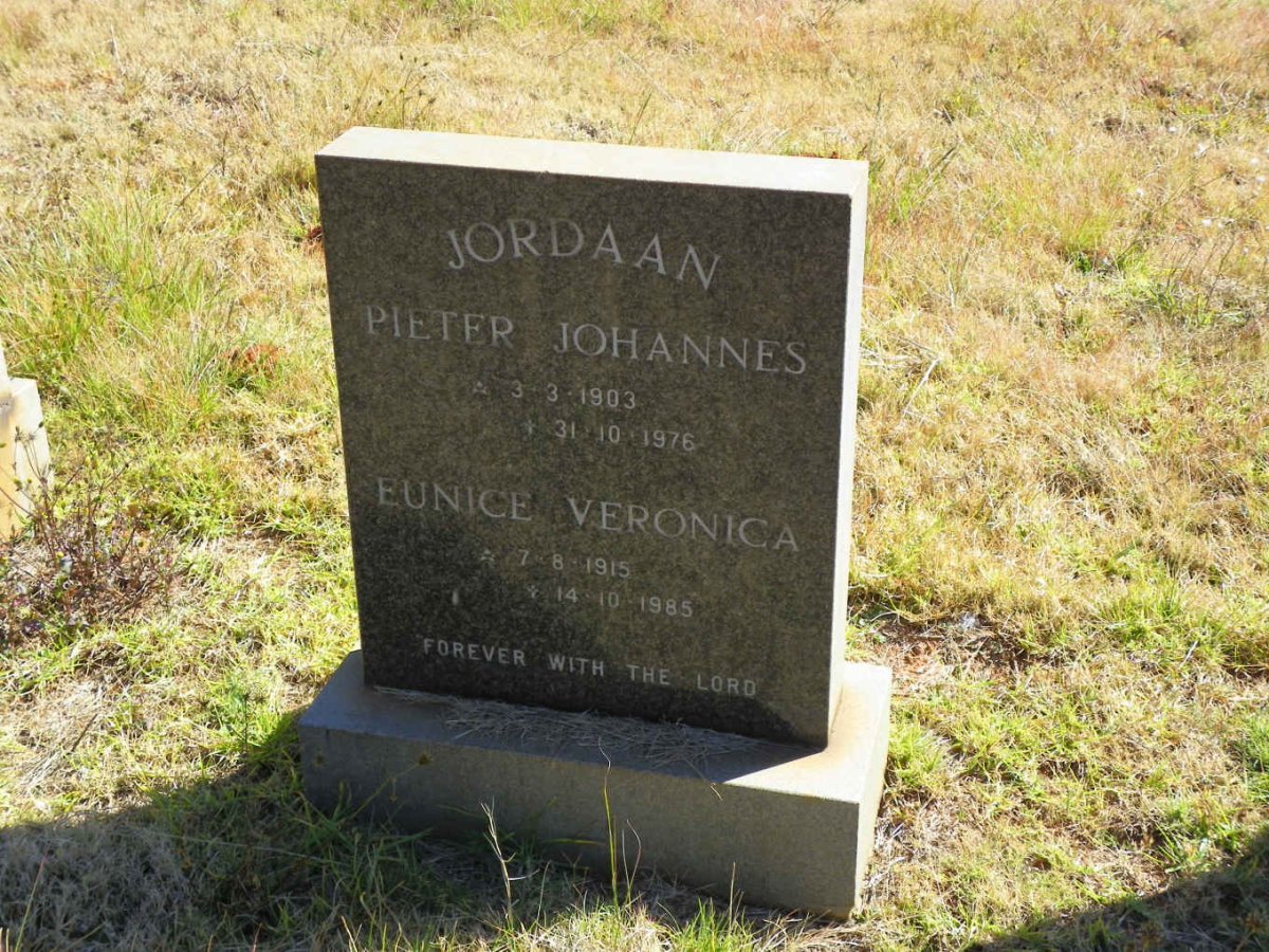 JORDAAN Pieter Johannes 1903-1976 &amp; Eunice Veronica 1915-1985