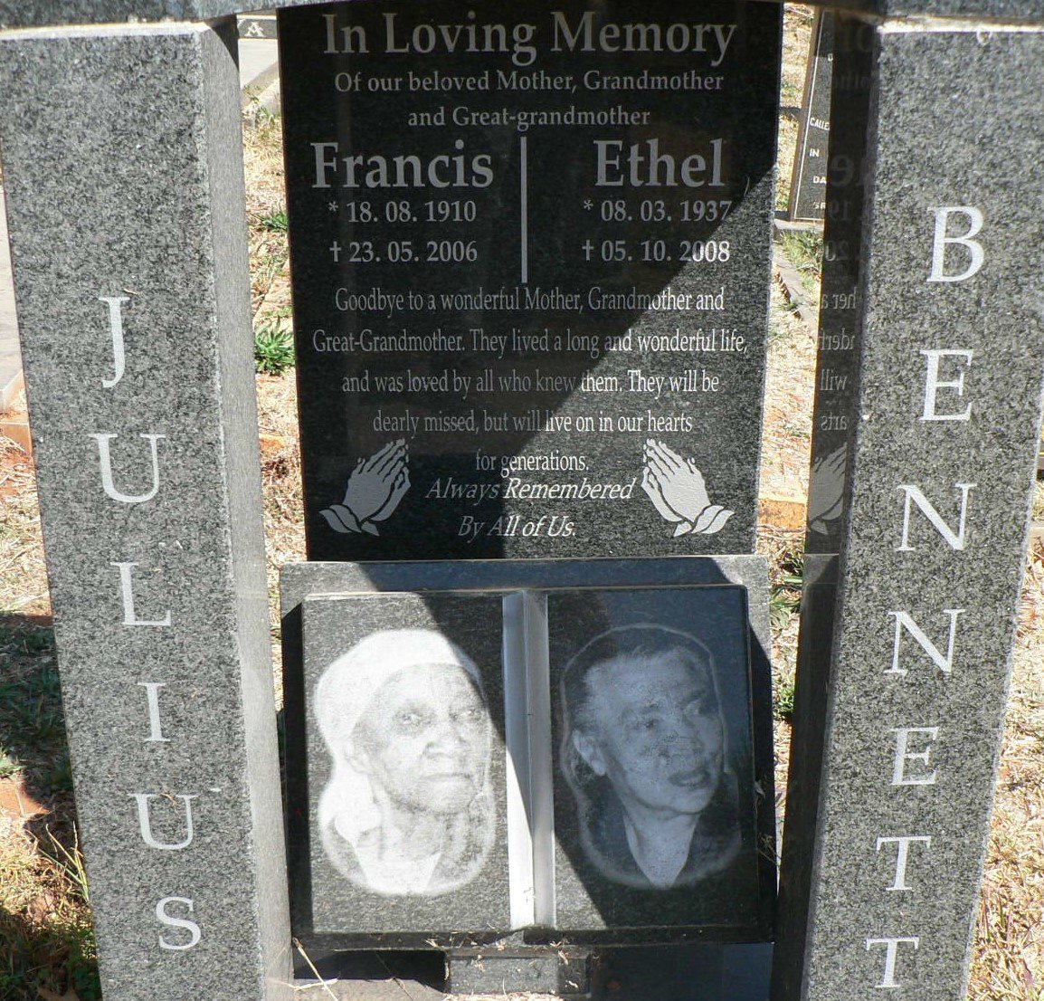 JULIUS Francis 1910-2006 :: BENNETT Ethel 1937-2008