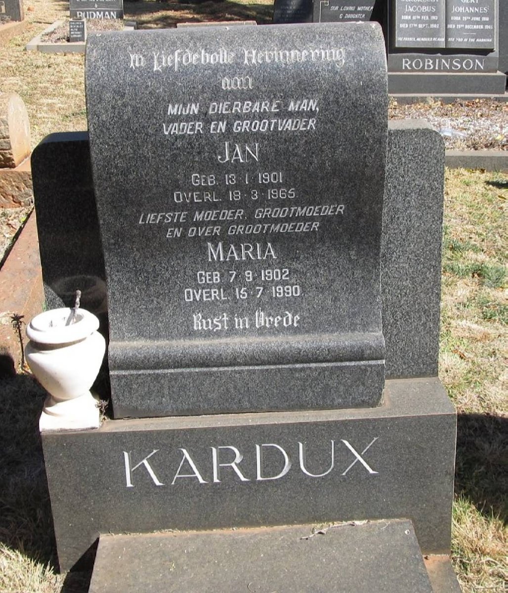 KARDUX Jan 1901-1965 &amp; Maria 1902-1990 