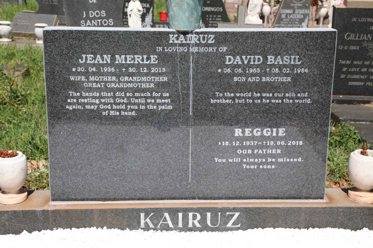 KAIRUZ Reggie 1937-2018 &amp; Jean Merle 1936-2013 :: KAIRUZ David Basil 1963-1984