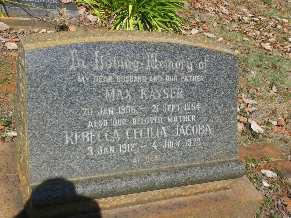 KAYSER Max 1906-1954 &amp; Rebecca Cecilia Jacoba 1912-1979