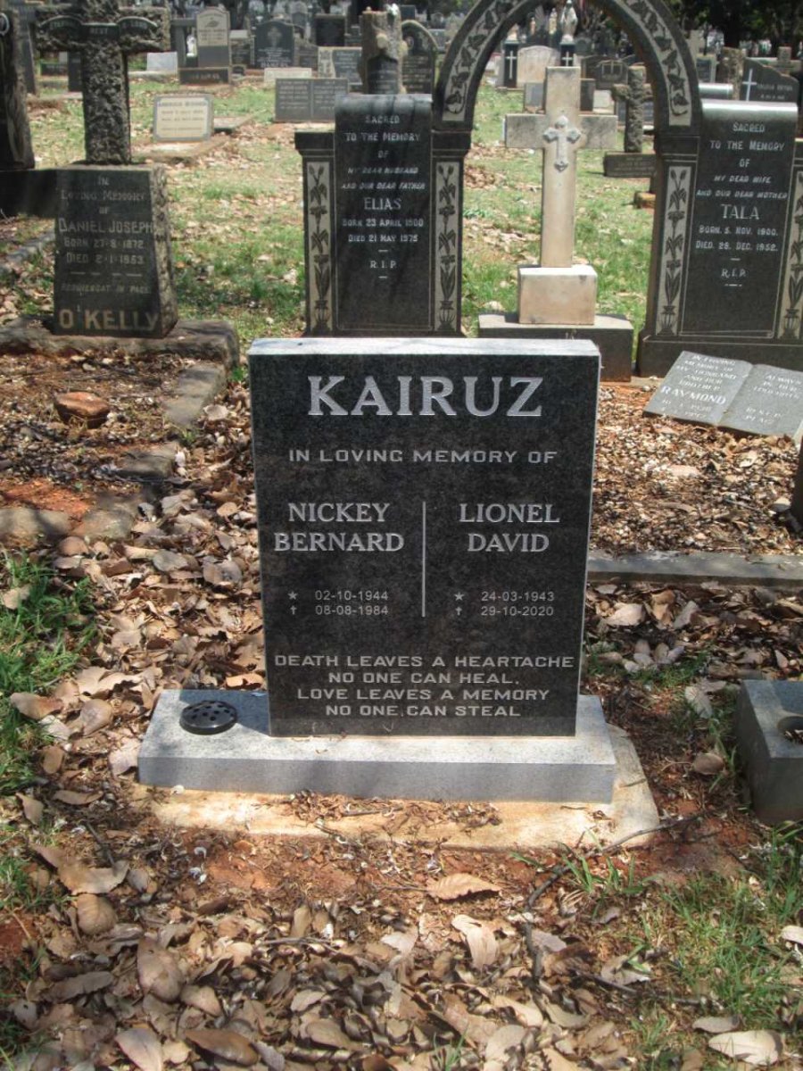 KAIRUZ Lionel David 1943-2020 &amp; Nickey Bernard 1944-1984