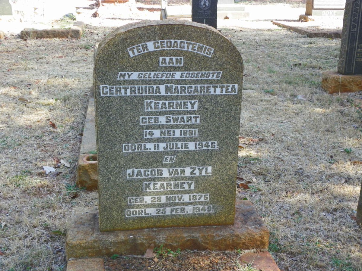 KEARNEY Jacob Van Zyl 1876-1949 &amp; Gertruida Margarettea SWART 1881-1946
