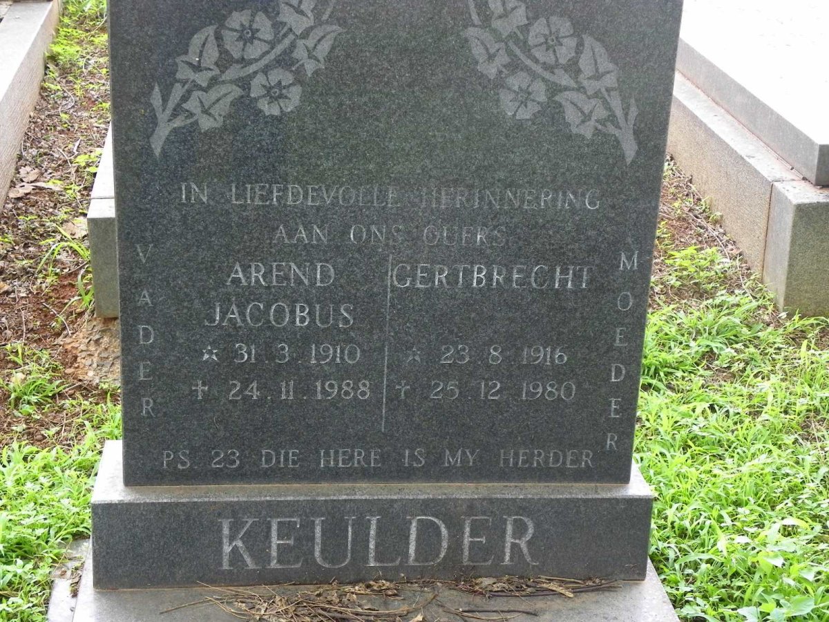 KEULDER Arend Jacobus 1910-1988 &amp; Gertbrecht 1916-1980