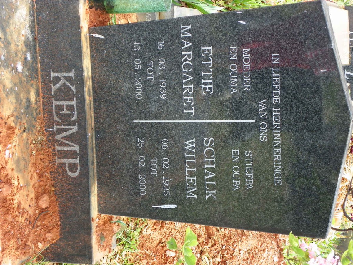 KEMP Schalk Willem 1925-2000 &amp; Ettie Margaret 1939-2000