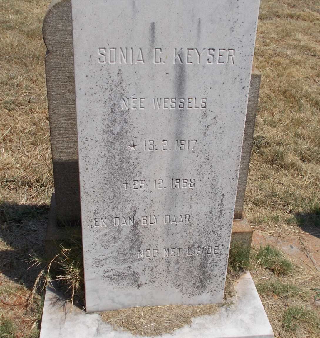 KEYSER Sonia C. nee WESSELS 1917-1969