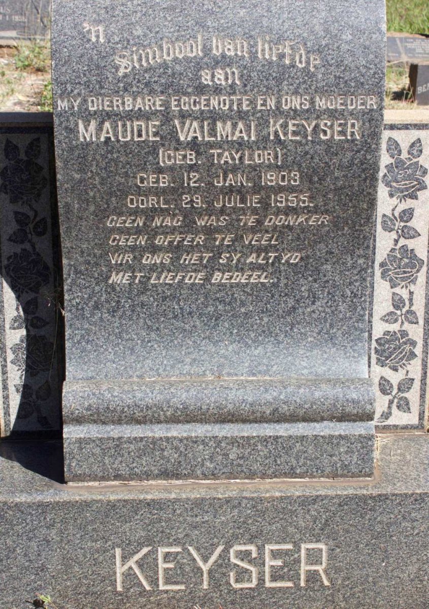 KEYSER Maude Valmai nee TAYLOR 1903-1955