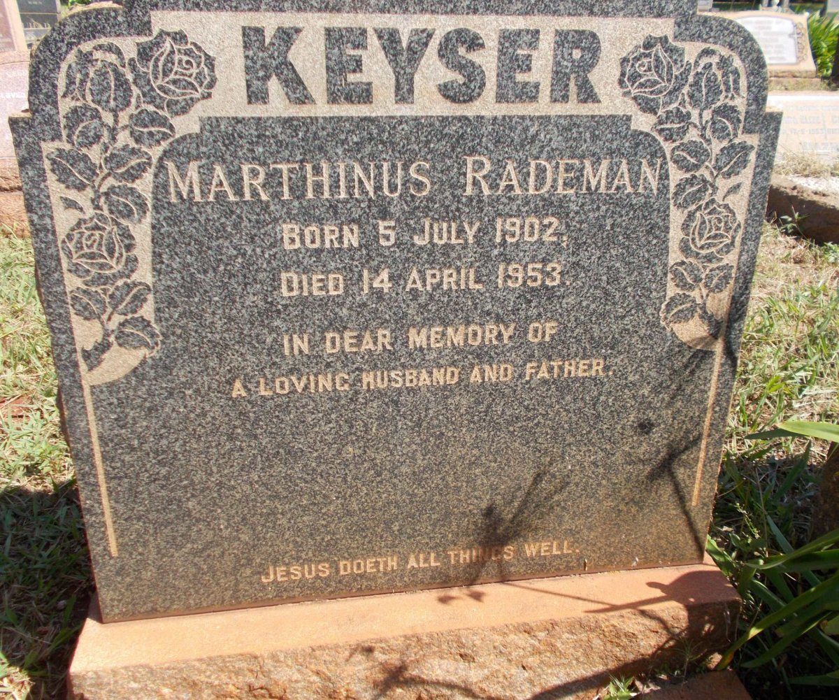 KEYSER Marthinus Rademan 1902-1953