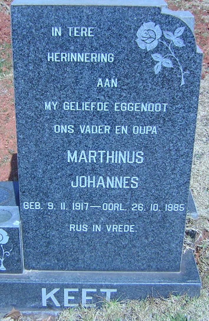 KEET Marthinus Johannes 1917-1985