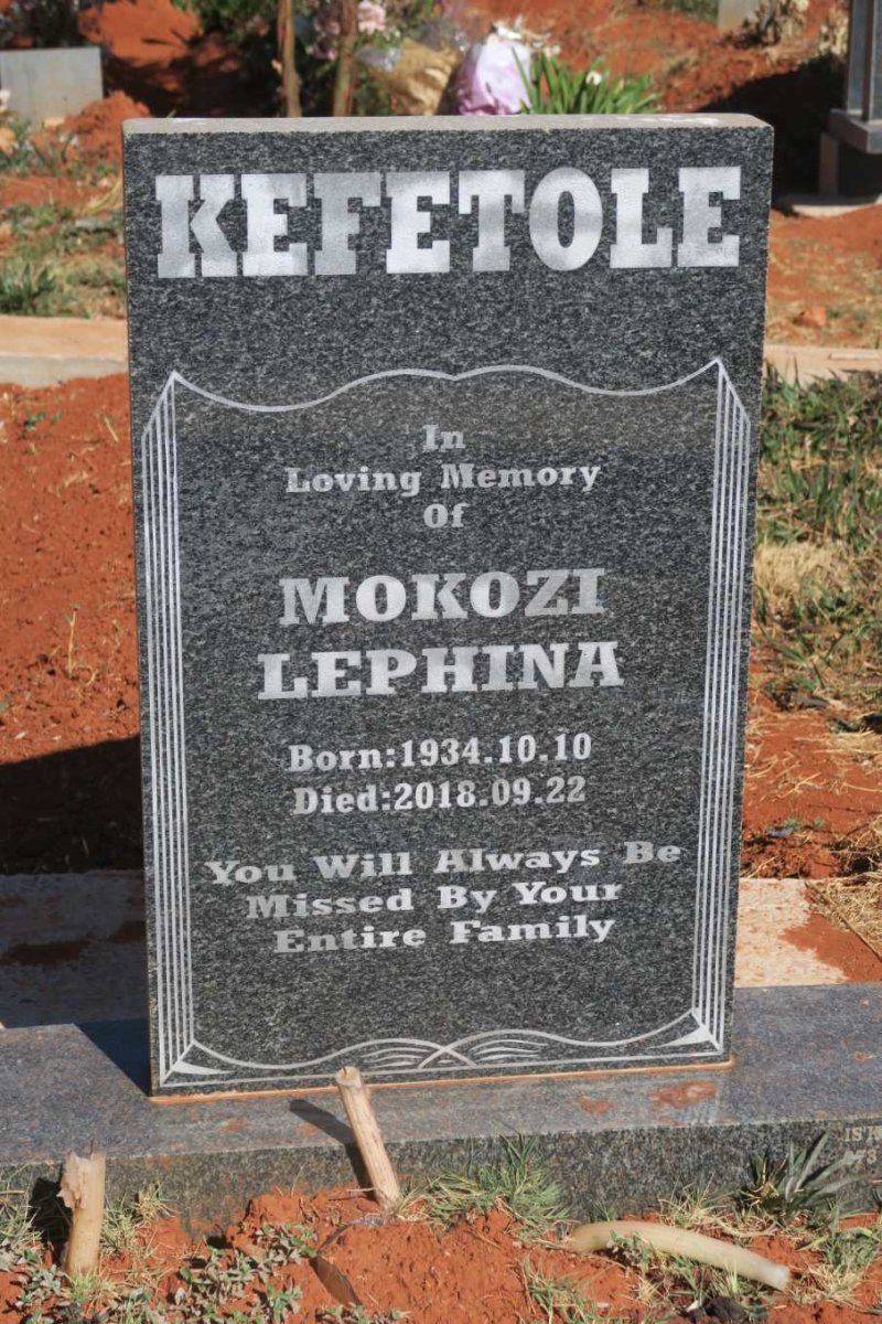 KEFETOLE Mokozi Lephina 1934-2018