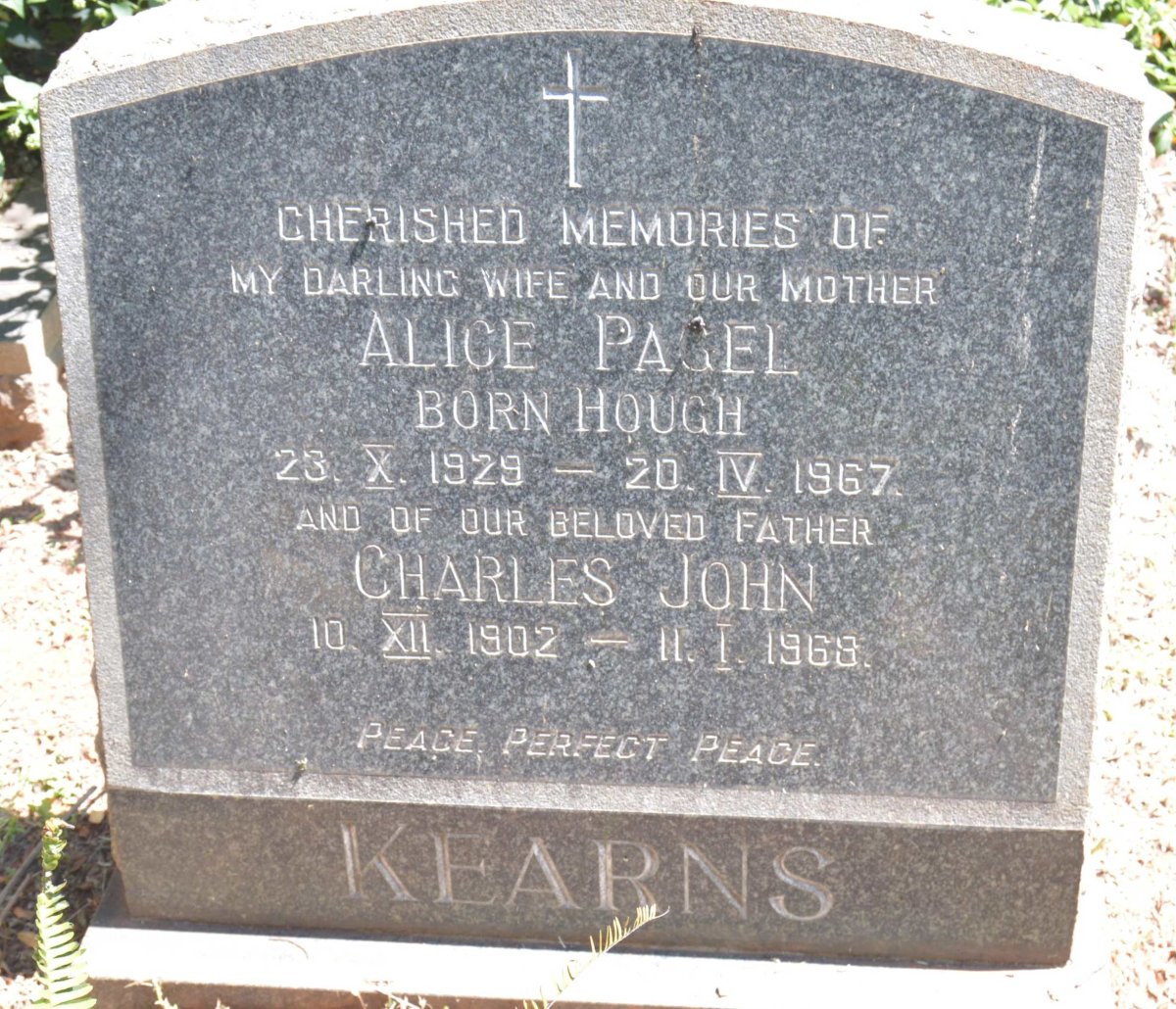 KEARNS Charles John 1902-1968 &amp; Alice Pagel HOUGH 1929-1967