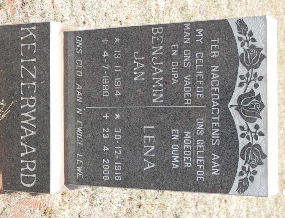 KEIZERWAARD Benjamin Jan 1914-1980 &amp; Lena 1916-2008