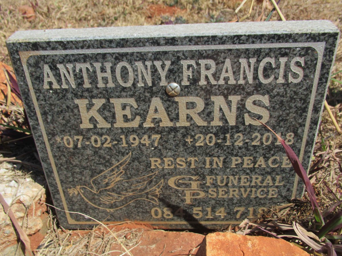 KEARNS Anthony Francis 1947-2018