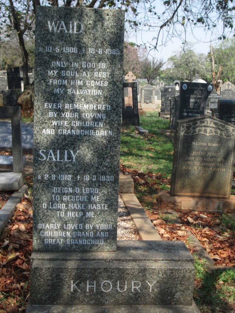 KHOURY Waid 1908-1983 &amp; Sally 1913-1990
