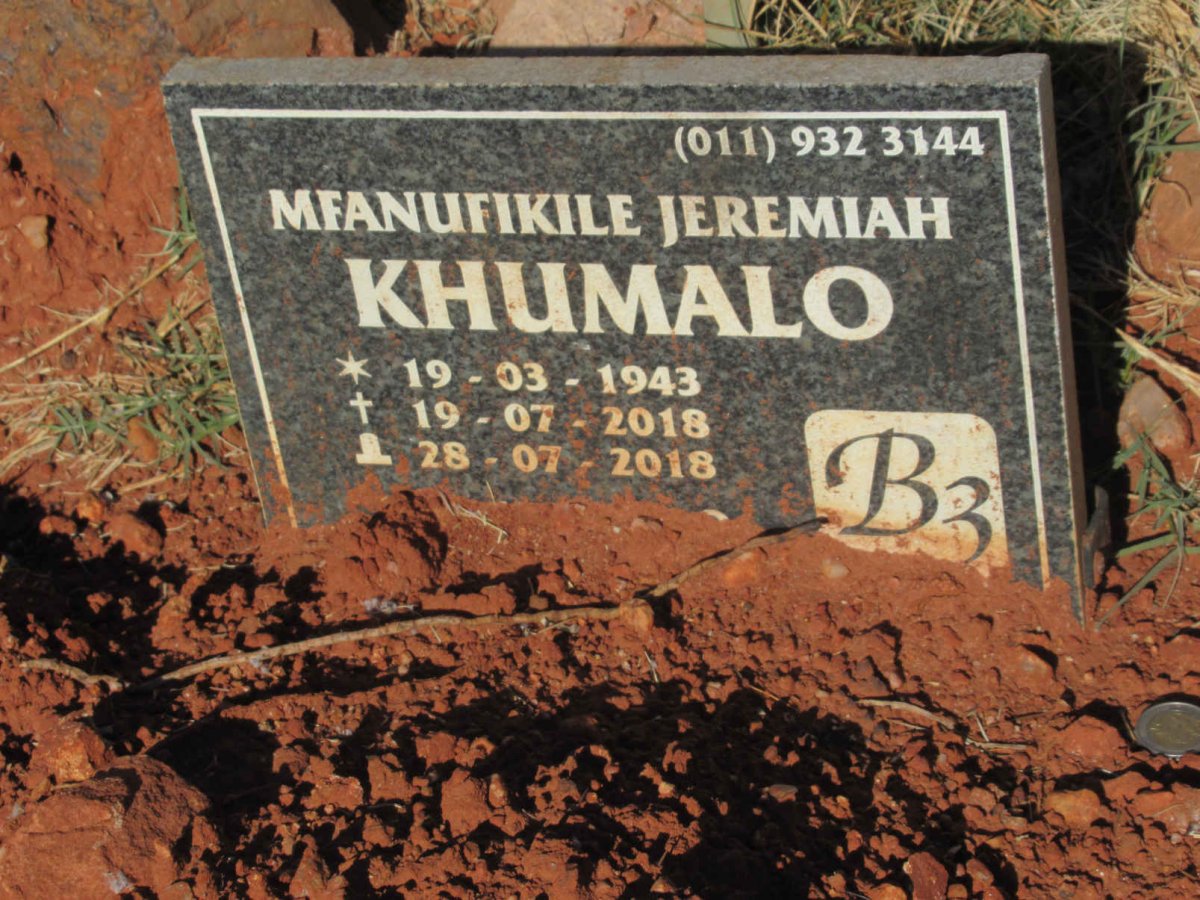 KHUMALO Mfanufikile Jeremiah 1943-2018