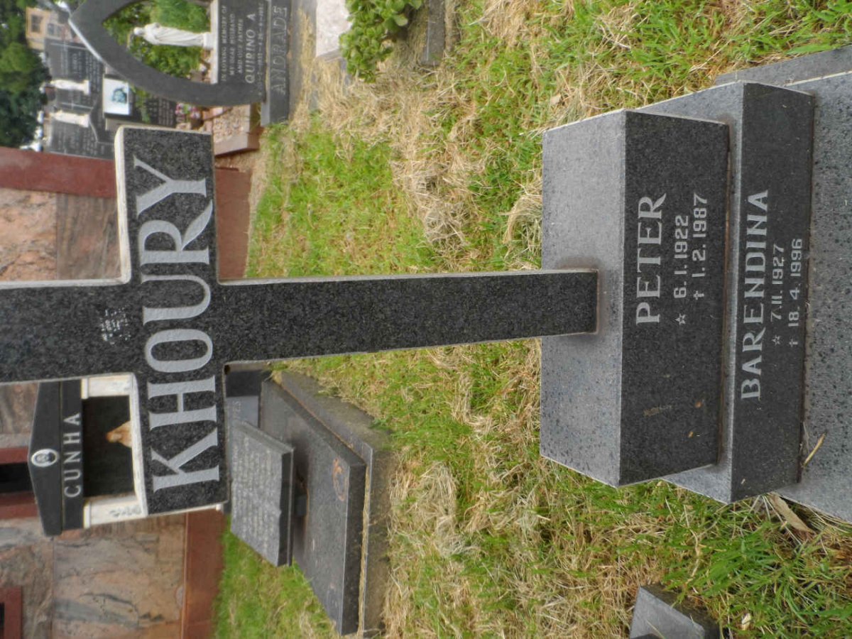 KHOURY Peter 1922-1987 &amp; Barendina 1927-1996