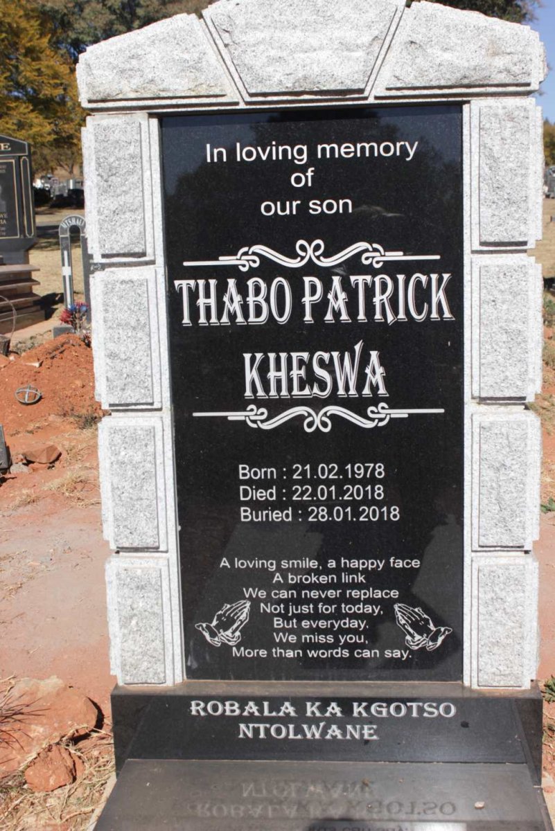 KHESWA Thabo Patrick 1978-2018