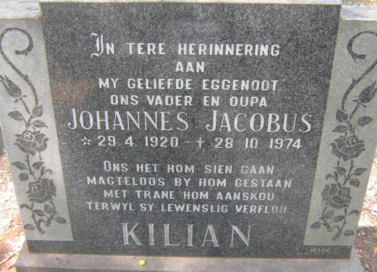 KILIAN Johannes Jacobus 1920-1974
