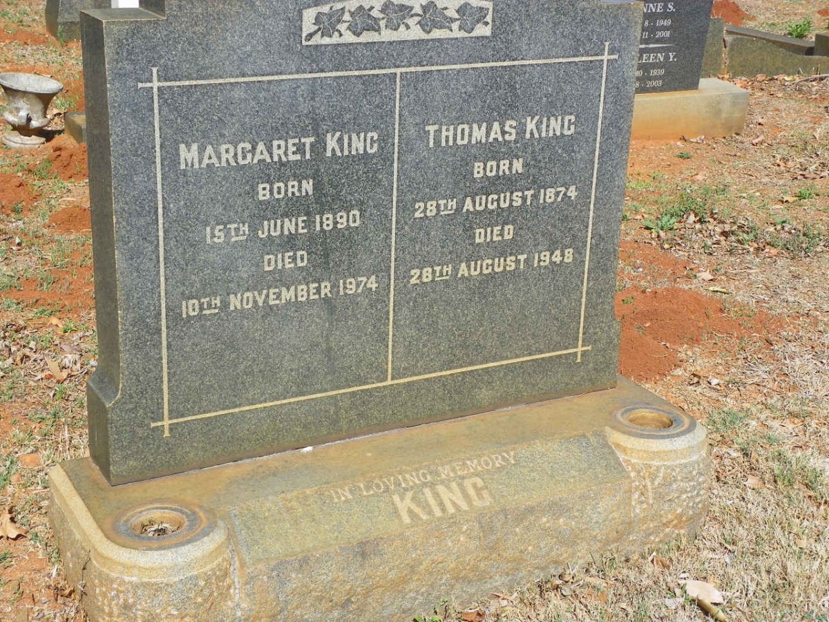 KING Thomas 1874-1948 &amp; Margaret 1890-1974