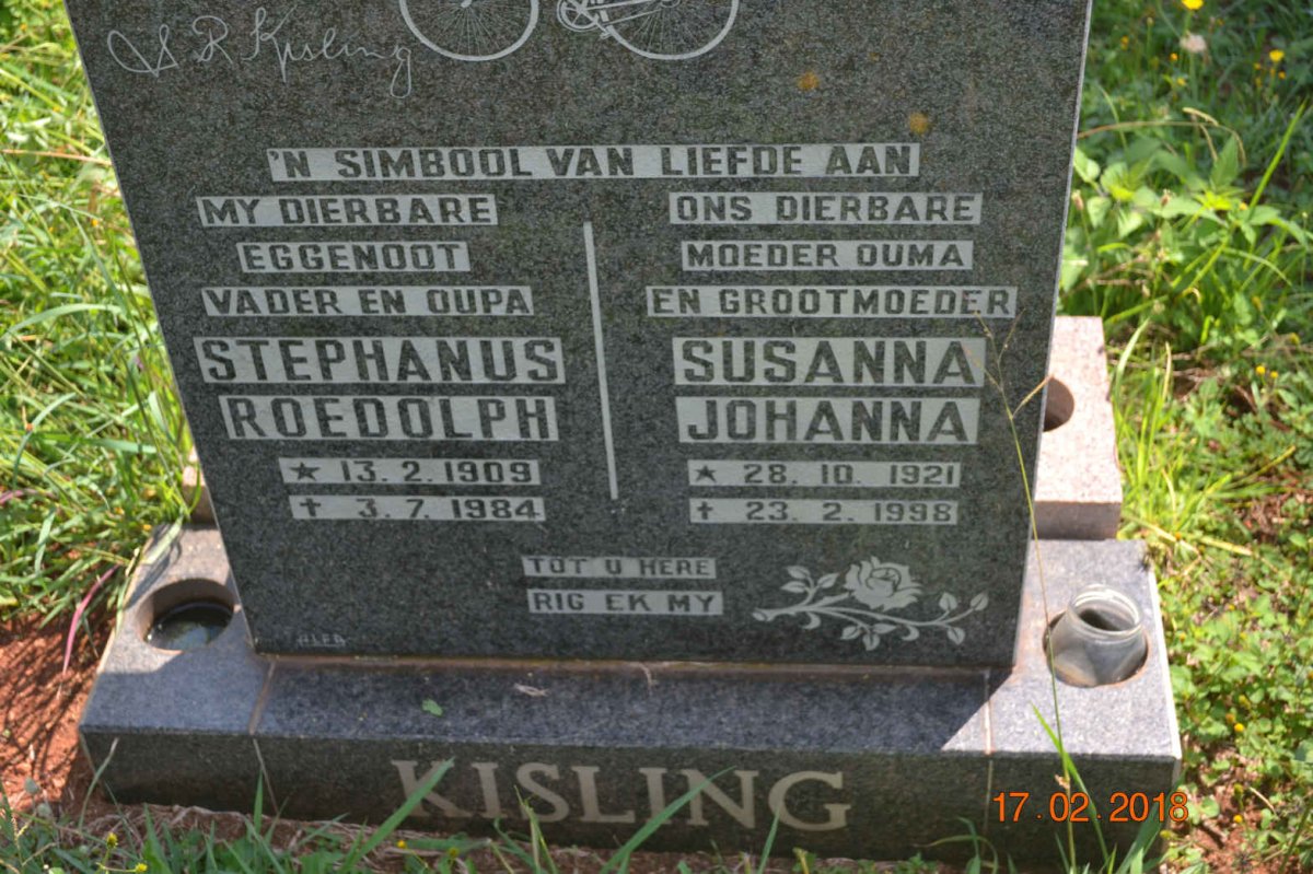KISLING Stephanus Roedolph 1909-1984 &amp; Susanna Johanna 1921-1998