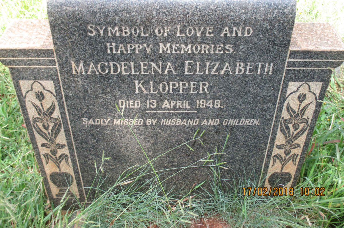 KLOPPER Magdelena Elizabeth -1948