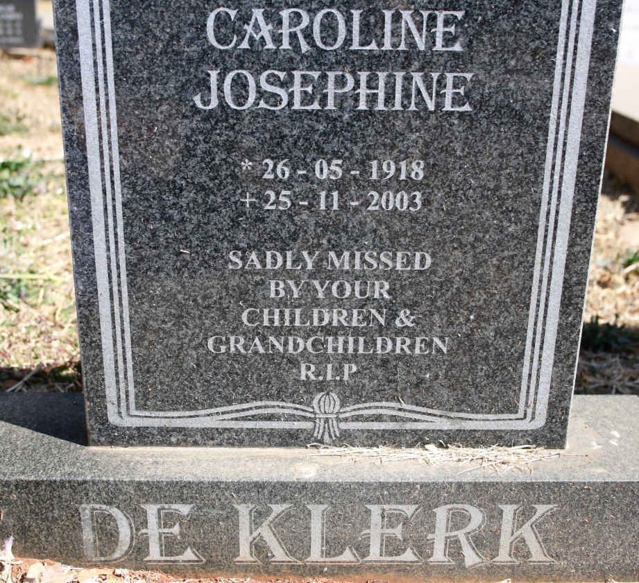 KLERK Caroline Josephine, de 1918-2003