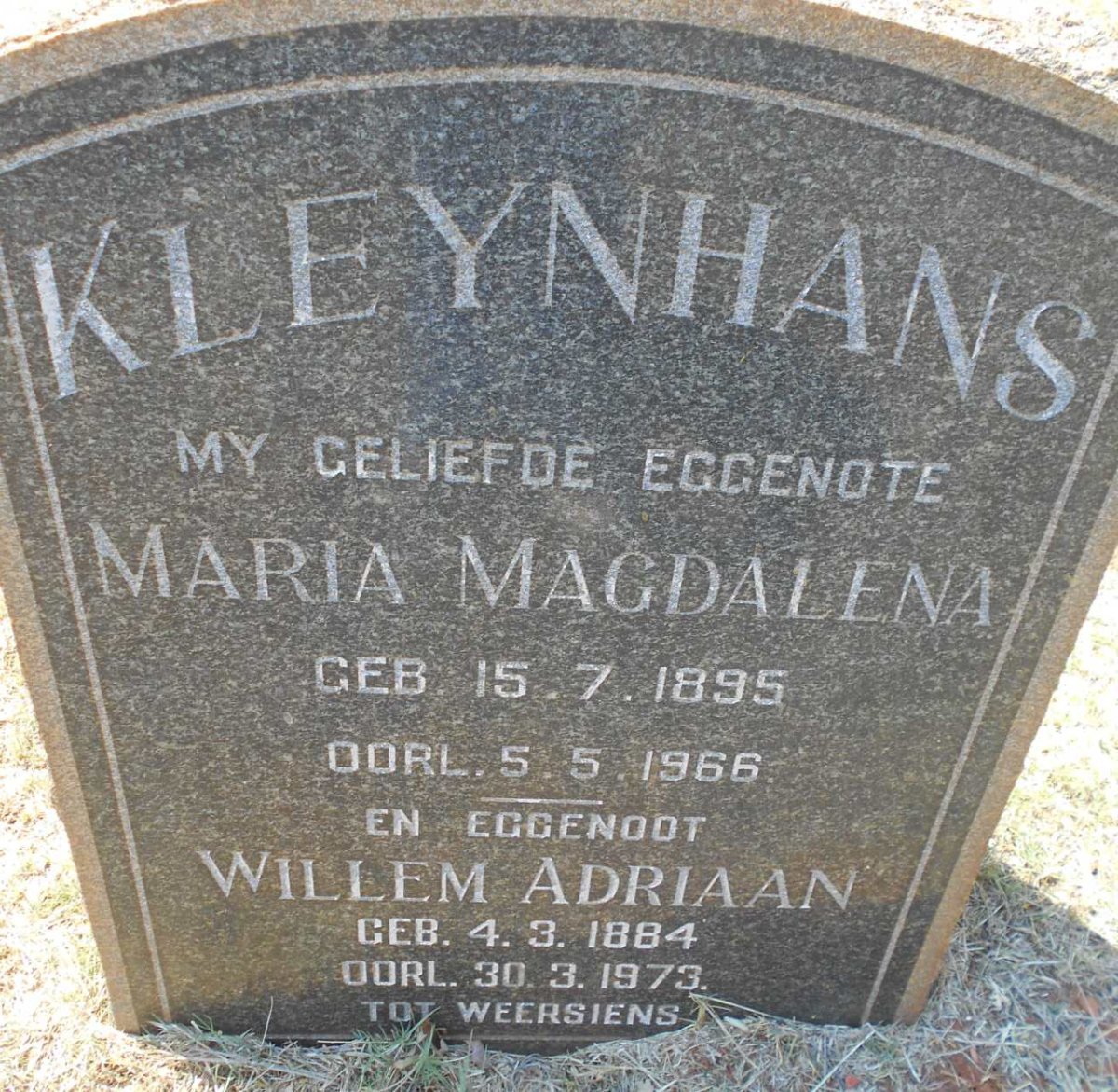 KLEYNHANS Willem Adriaan 1884-1973 &amp; Maria Magdalena 1895-1966