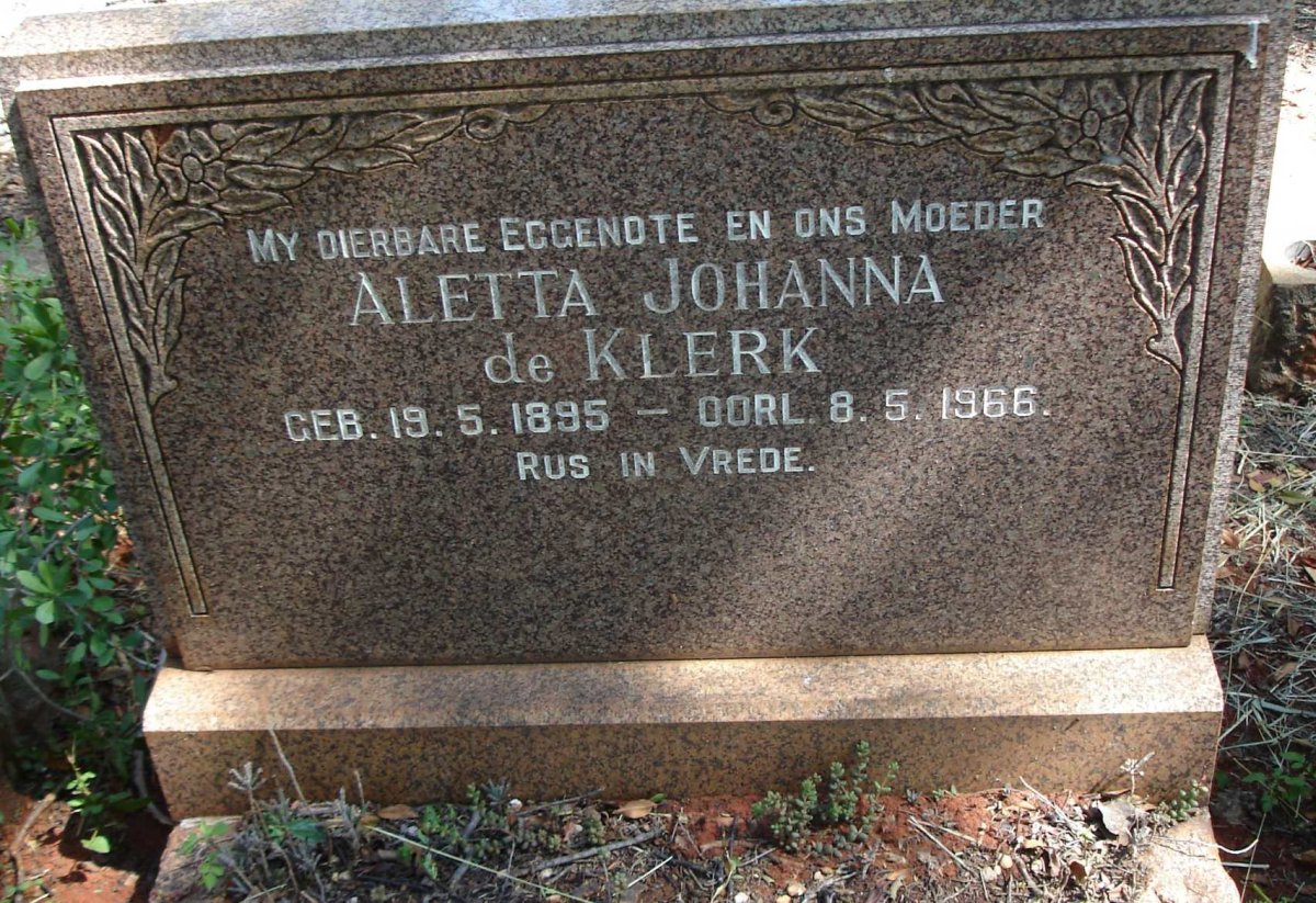 KLERK Aletta Johanna, de 1895-1966