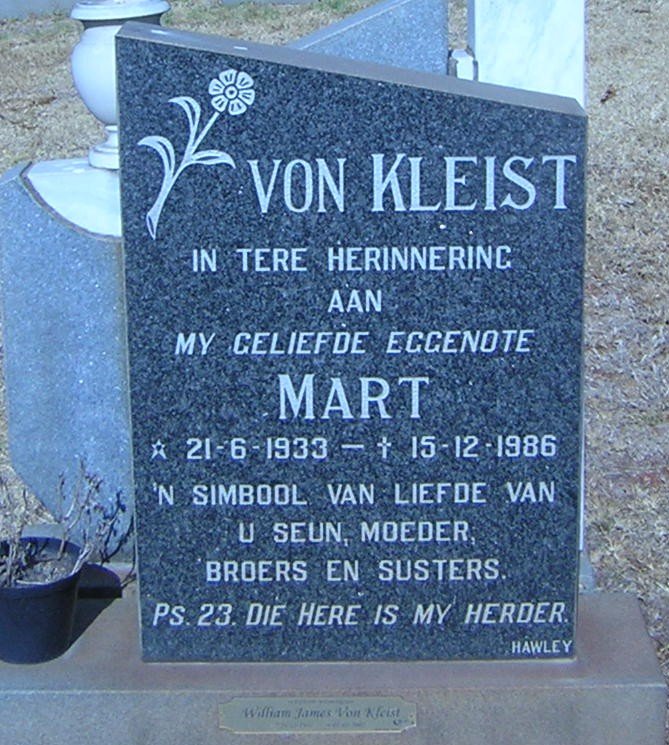 KLEIST Mart, von 1933-1986