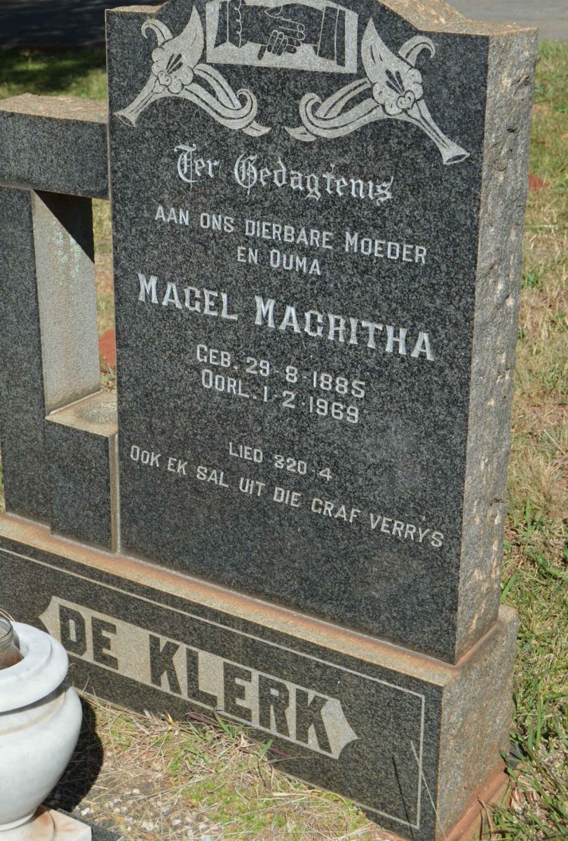 KLERK Magel Magritha, de 1885-1969