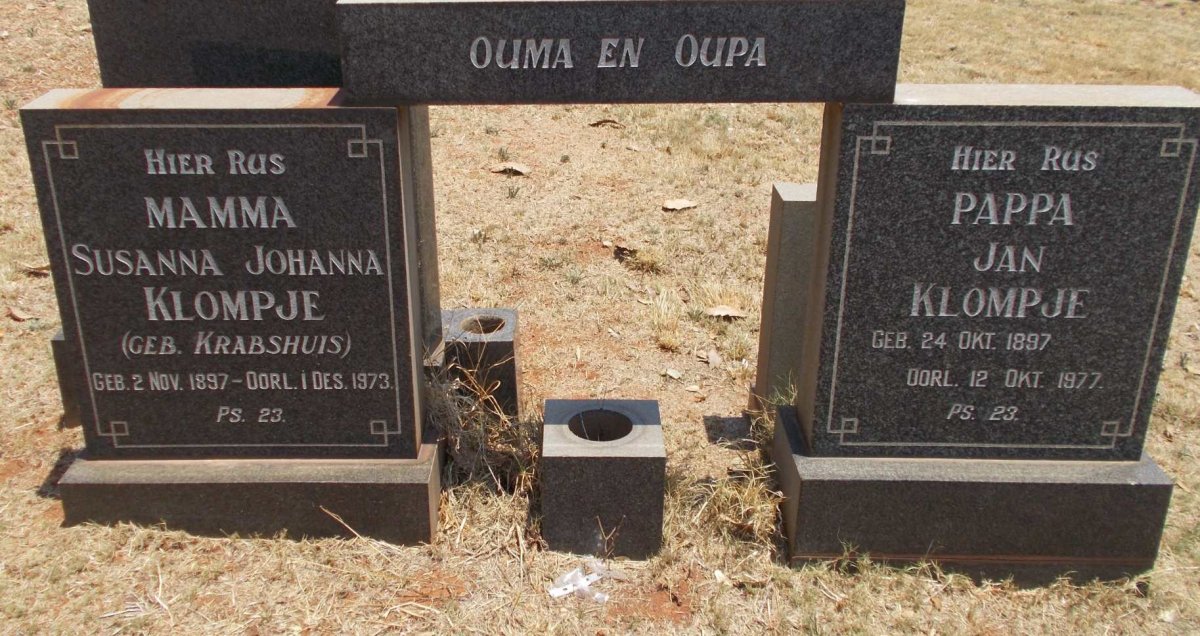 KLOMPJE Jan 1897-1977 &amp; Susanna Johanna KRABSHUIS 1897-1973