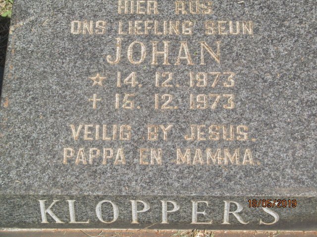 KLOPPERS Johan 1973-1973