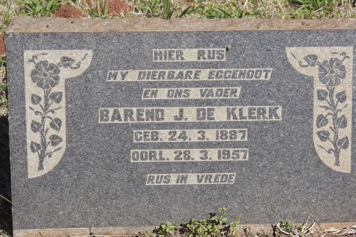 KLERK Barend J., de 1887-1957