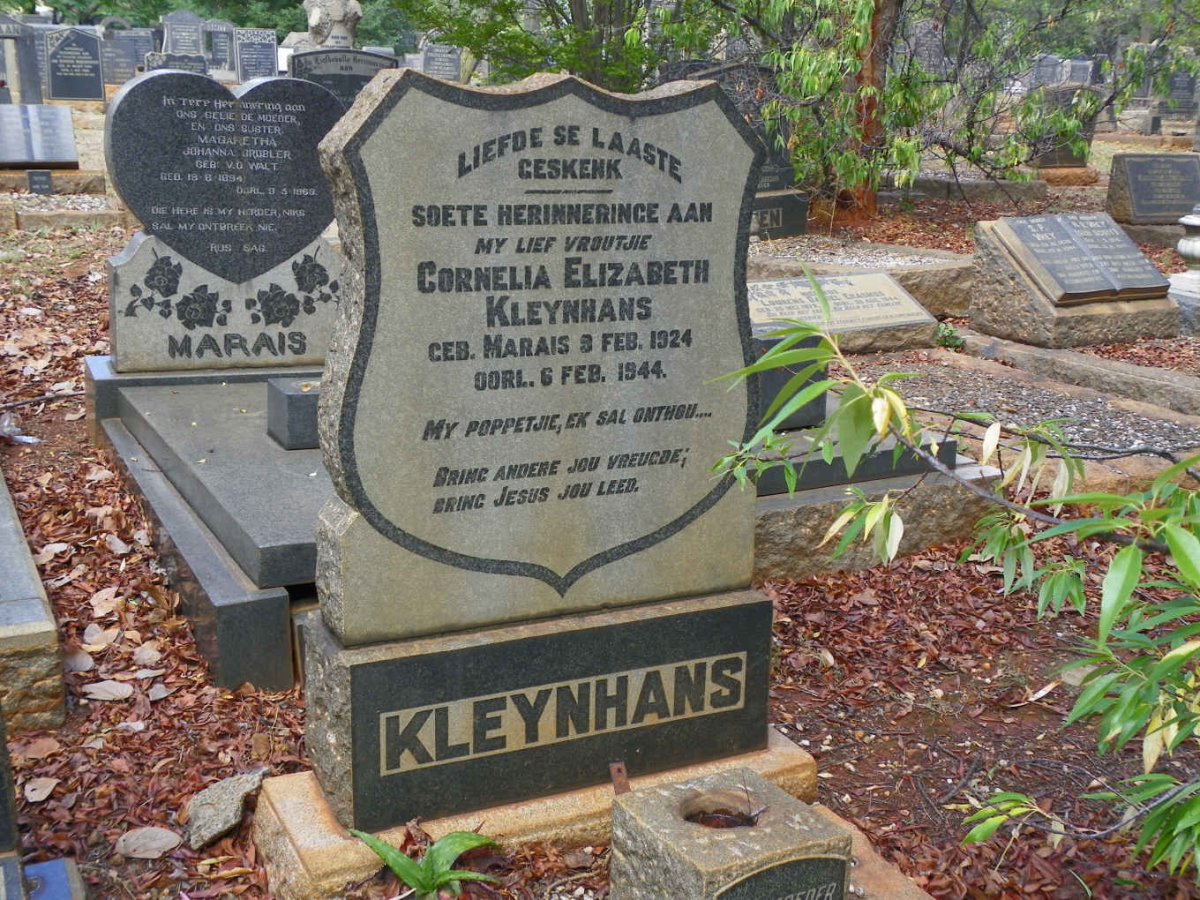KLEYNHANS Cornelia Elizabeth nee MARAIS 1924-1944