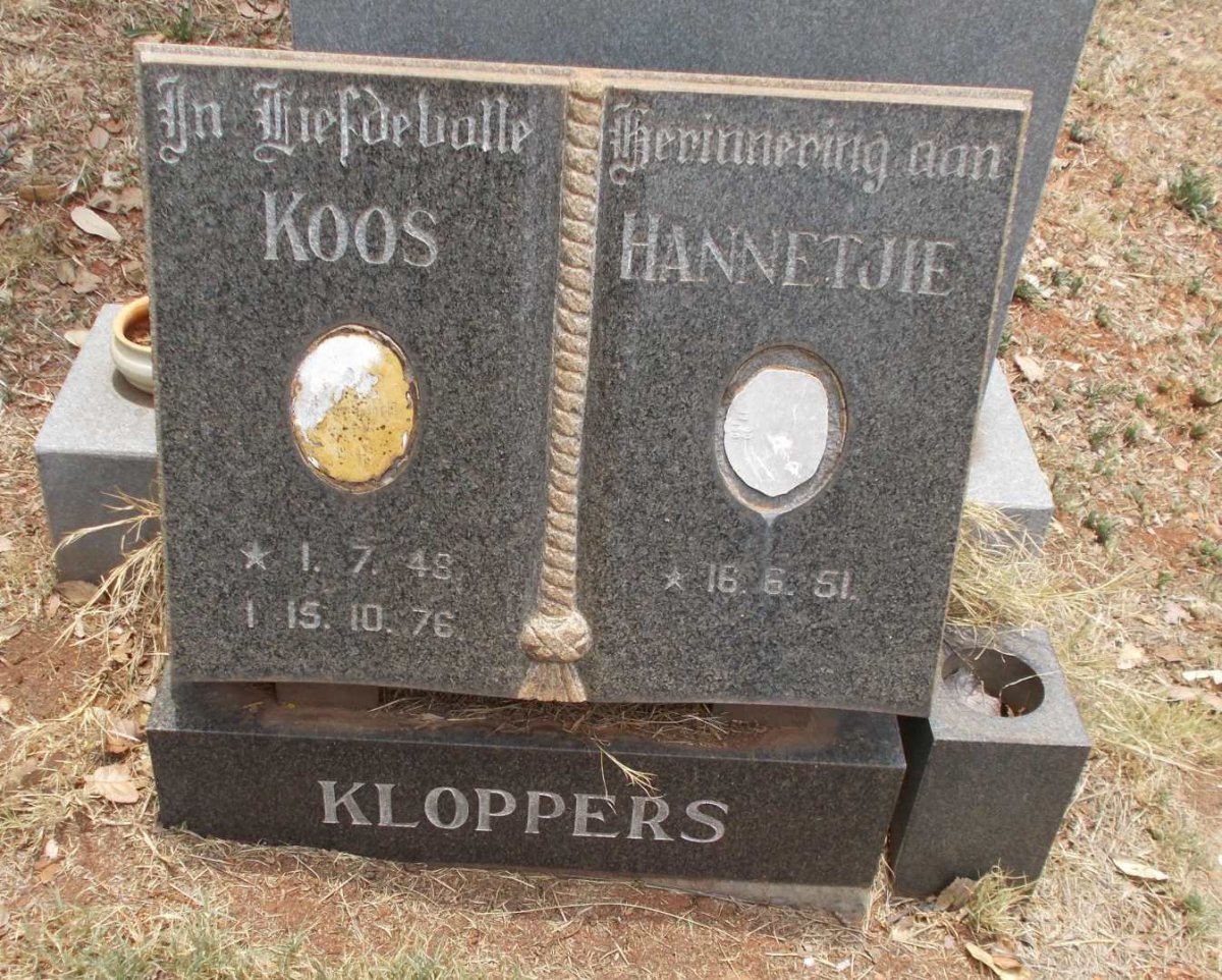 KLOPPERS Koos 1948-1976 &amp; Hannetjie 1951-