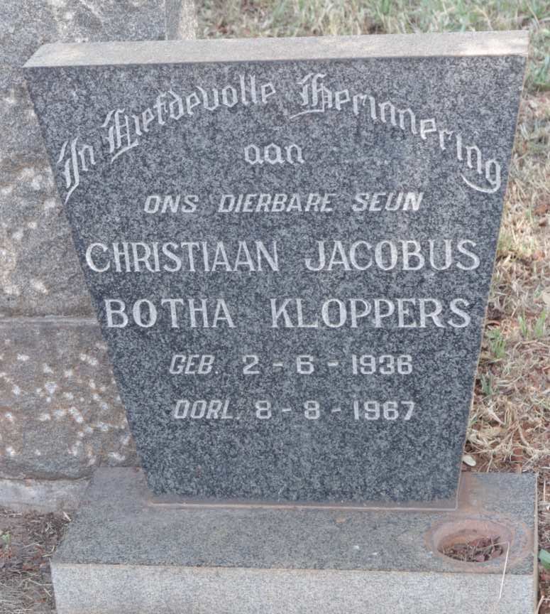 KLOPPERS Christiaan Jacobus Botha 1936-1967