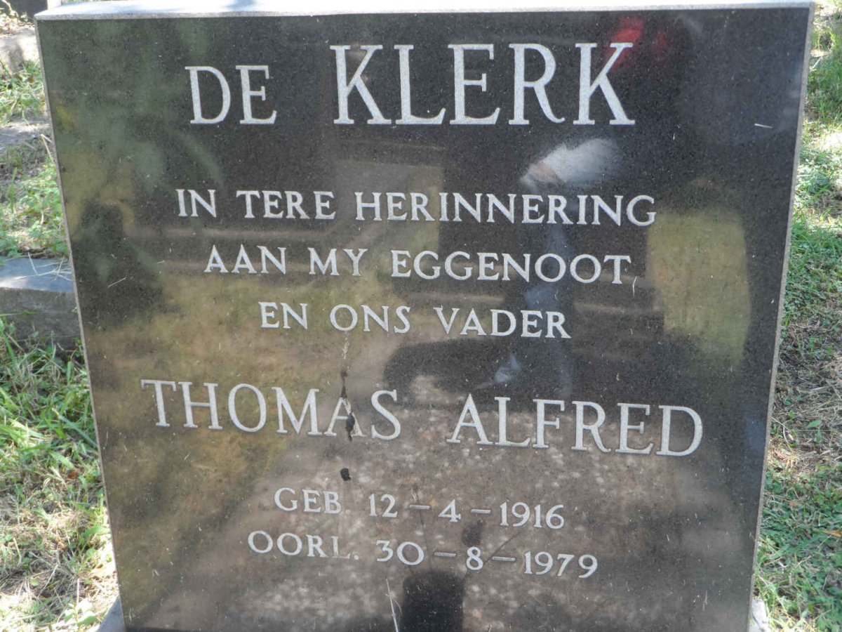 KLERK Thomas Alfred, de 1916-1979