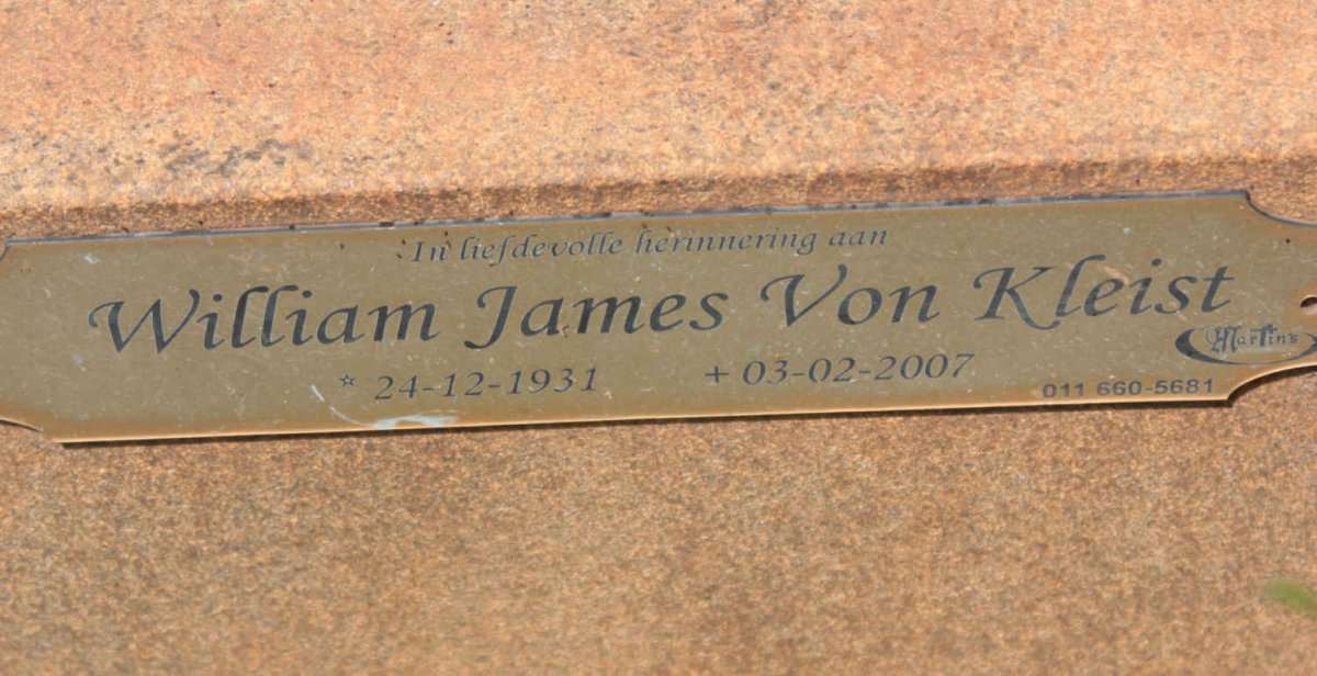 KLEIST William James, von 1931-2007 &amp; Mart 1933-1986